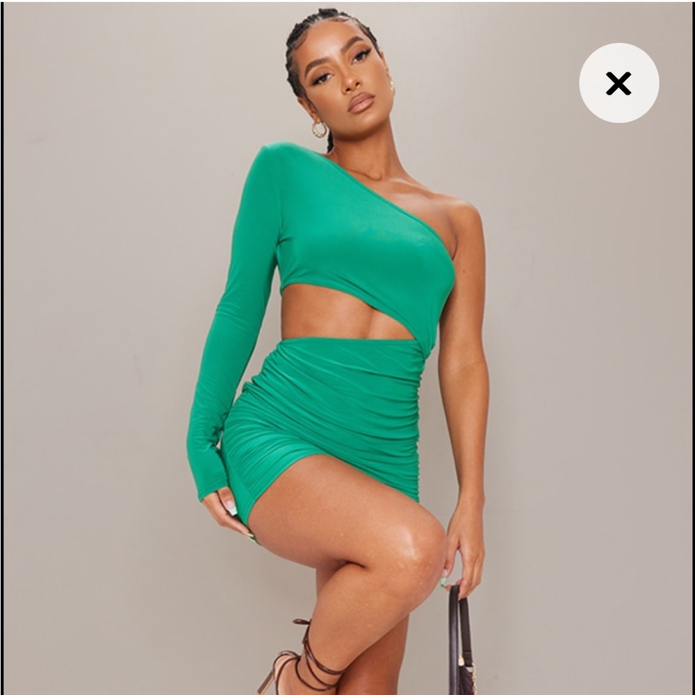 pretty little thing green slinky dress NWT